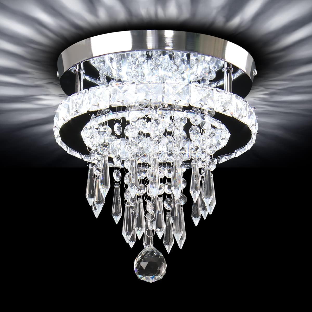 CLAIRDAI Candelabro de techo moderno pequeño con luces LED de acero inoxidable empotradas para dormitorio, vestíbulo, pasillo, armario (regulable)