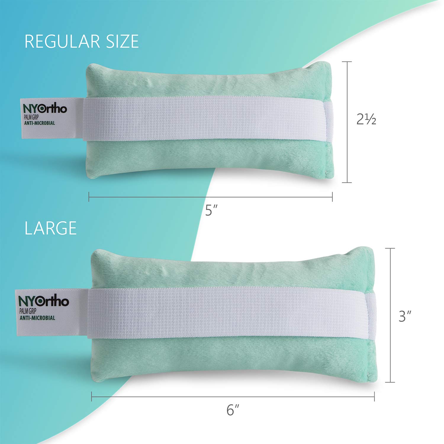NYOrtho Palm Grip – Cojín de mano con banda elástica, resistente al sudor, lavable a máquina, protector de palma