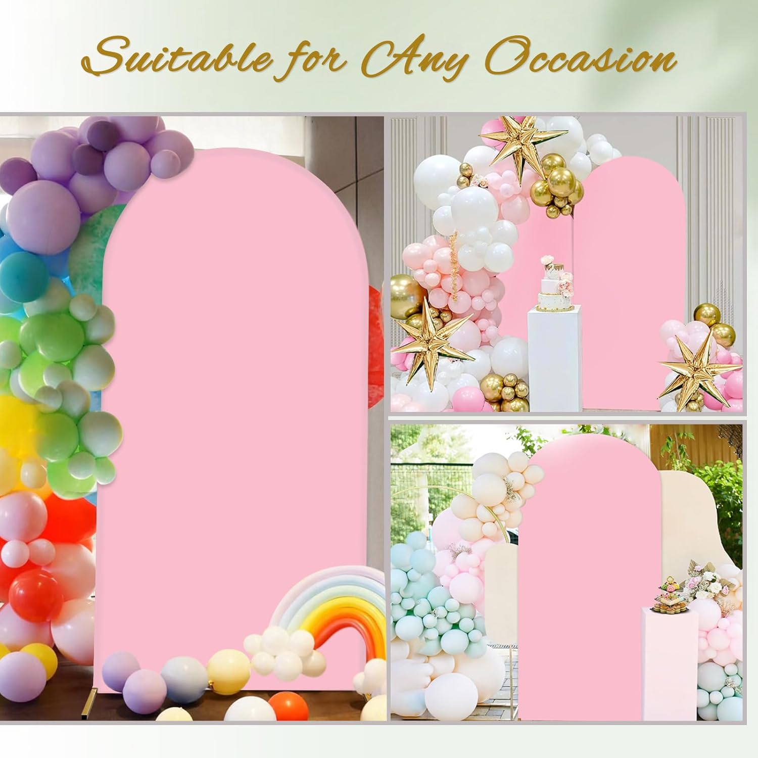 Cubierta de fondo de arco de elastano, rosa, 2 lados, se adapta a 3.3 x 6.6 pies, para bodas, baby shower, decoración de banquetes