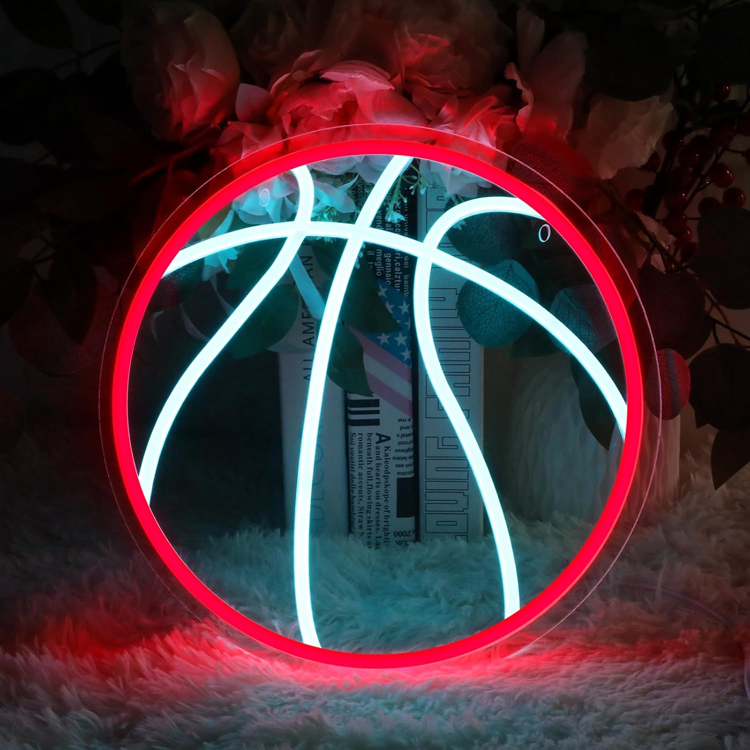 Letrero de neón de baloncesto para dormitorio, letreros de neón LED regulables para decoración de pared, letrero de neón deportivo para niños,