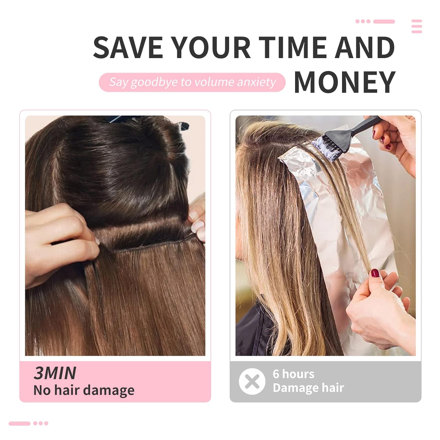 FLUFYMOOZ Extensiones de cabello con clip, 6 unidades, extensiones de cabello sintético ondulado con clip, para mujer, 24 pulgadas (marrón oscuro