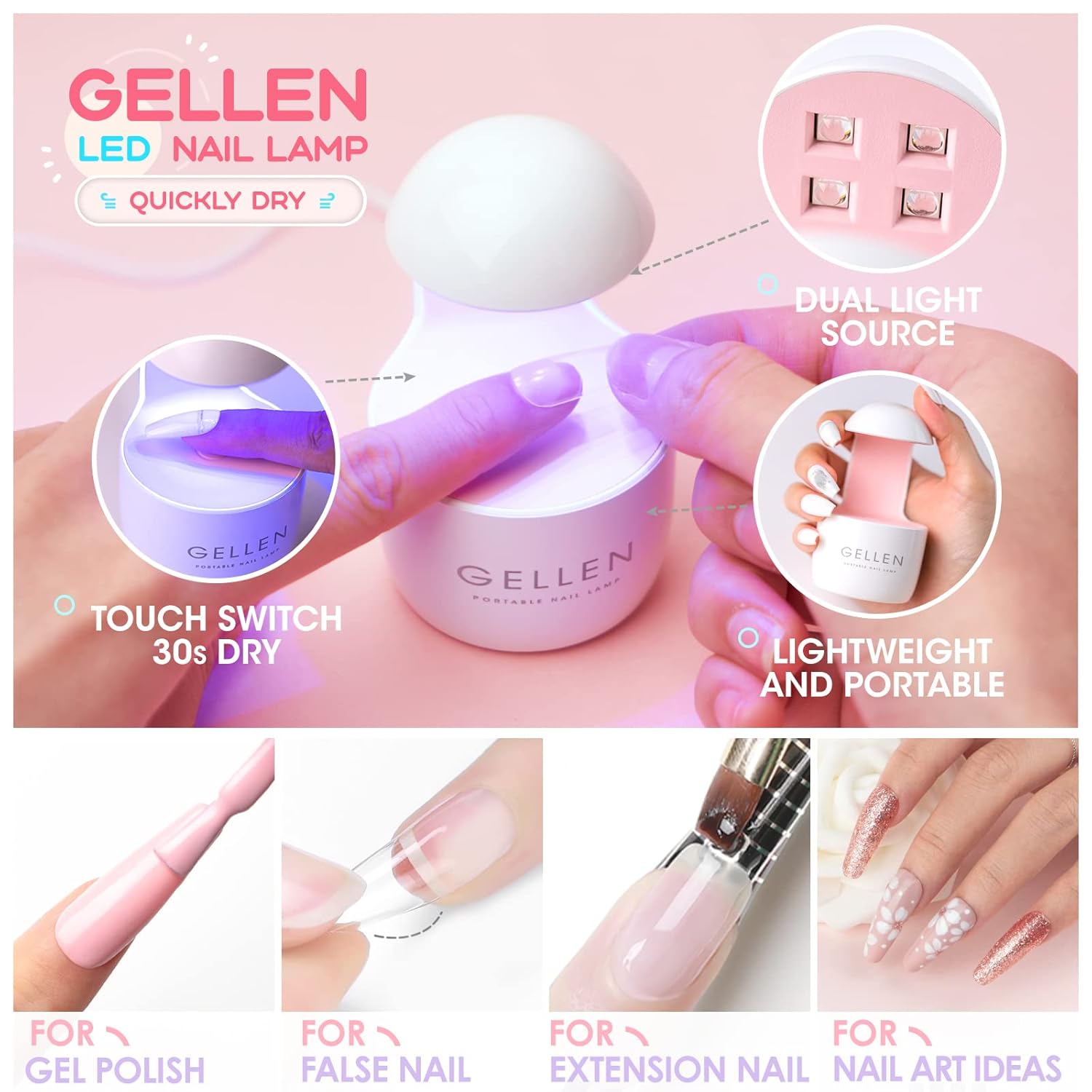 Gellen Kit de puntas de uñas y gel de pegamento, kit de uñas de gel x 240 piezas de puntas de uñas postizas mate completo, gel de pegamento de uñas
