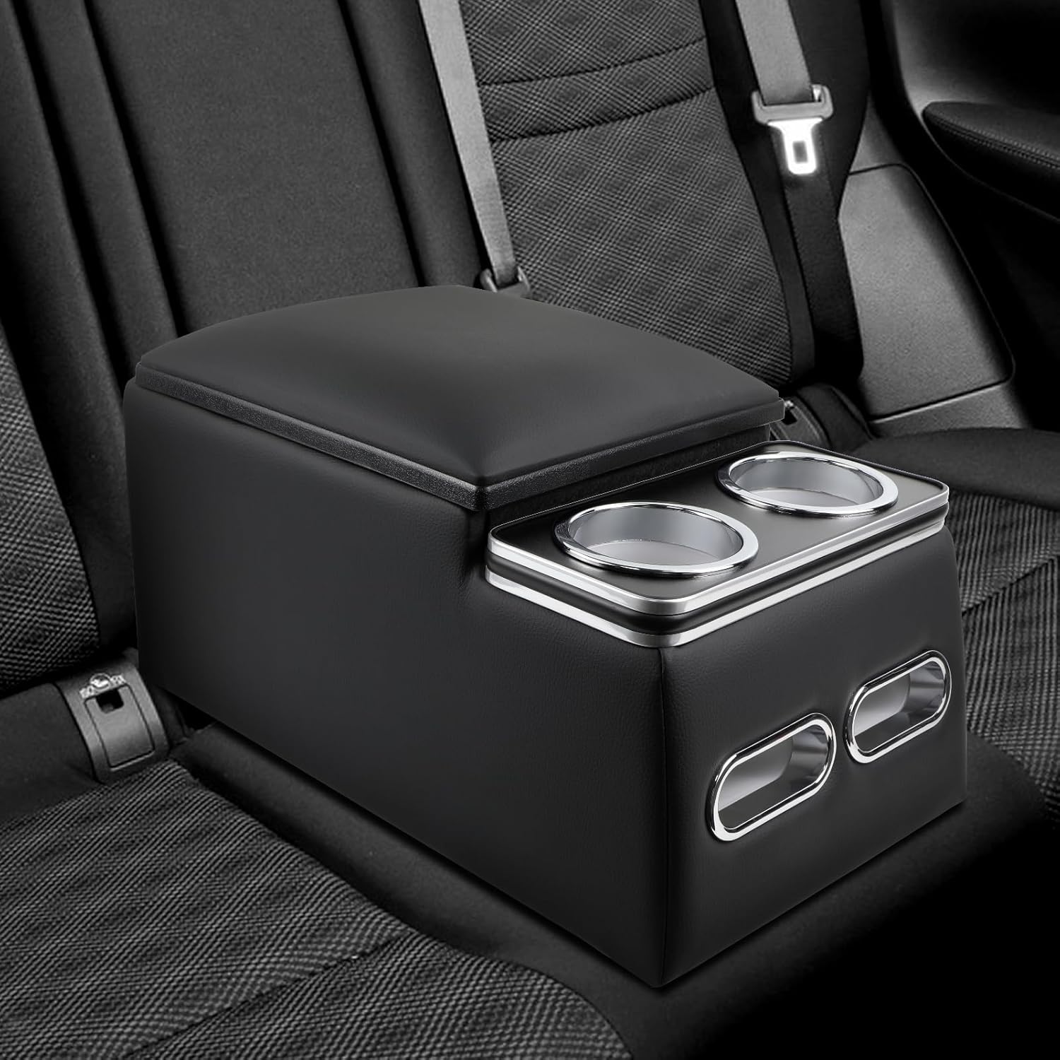Organizador universal de consola central para automóvil con portavasos y soporte para teléfono, consolas de asiento trasero con reposabrazos, caja