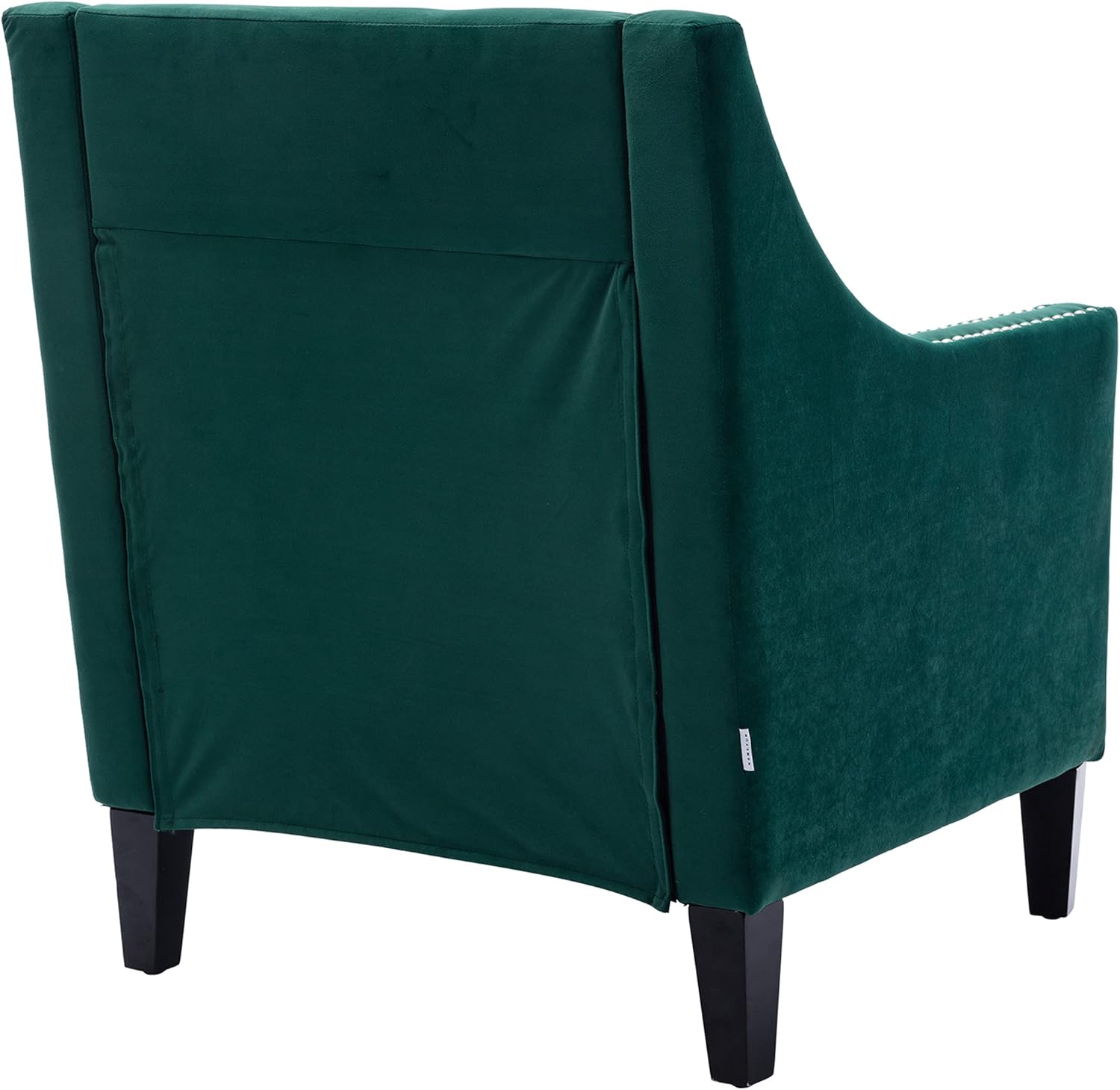 Accent Chairs – Silla decorativa de terciopelo moderna de mediados de siglo con cabezas de clavos, silla de sala de estar con patas de madera