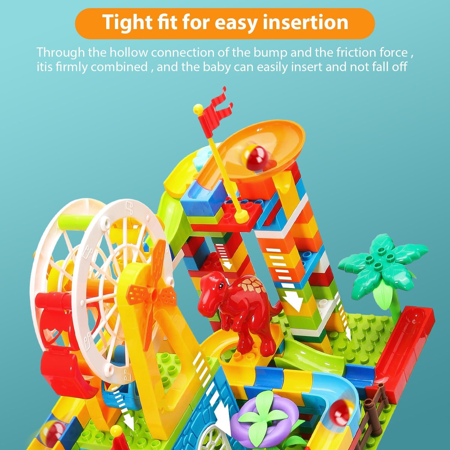 Marble Run Big Building Blocks, 255 piezas, pista de carreras para niños, juguete educativo STEM para niños de 3 a 8 años, juguetes de Navidad para