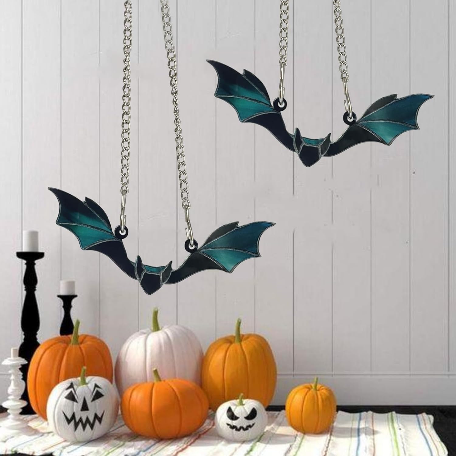 UrsaMajor Decoración de murciélago de Halloween para el hogar, decoración de ventana de murciélagos verdes, adorno colgante de acrílico para fiesta