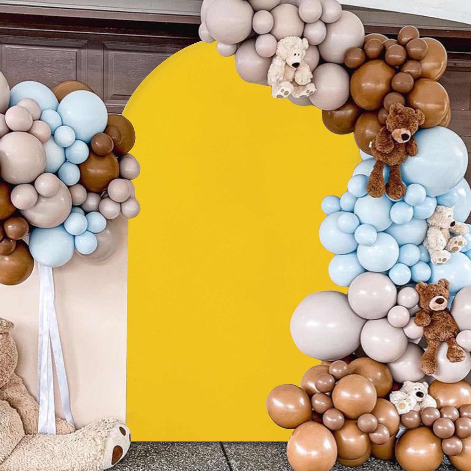 Chiara – Cubierta de arco de boda de 2.6 x 6 pies, cubierta de arco dorada para fiestas, eventos, cubierta de arco ajustable de elastano, tela para