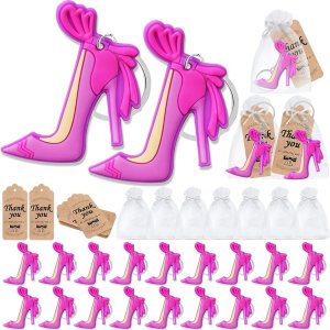 Paquete de 60 decoraciones de fiesta de niña para invitados, 20 llaveros de tacón alto, 20 etiquetas y 20 bolsas de regalo para baby shower, Paquete de 60 decoraciones de fiesta de niña para invitados, 20 llaveros de tacón alto, 20 etiquetas y 20 bolsas de regalo para baby shower,