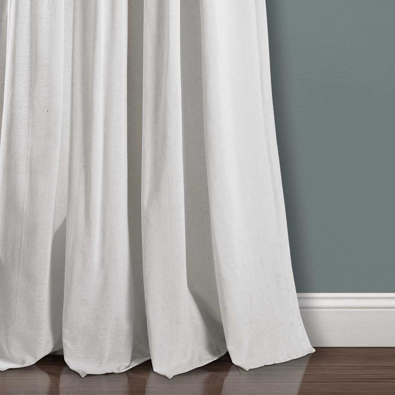 Lush Decor – Cortinas de lino con botones de estilo granja, panel individual, diseño plisado de dos tonos de 40pulgadas de ancho x 108pulgadas de