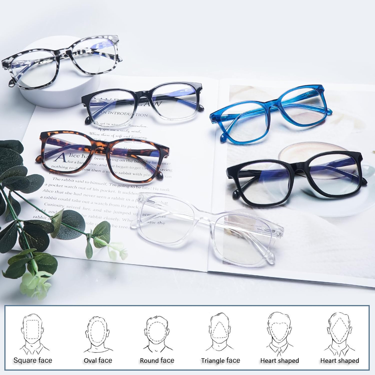 VIDEBLA Paquete de 6 lentes de lectura con bloqueo de luz azul, para mujeres y hombres, antirreflejos, antirreflejos, con funda de cuero