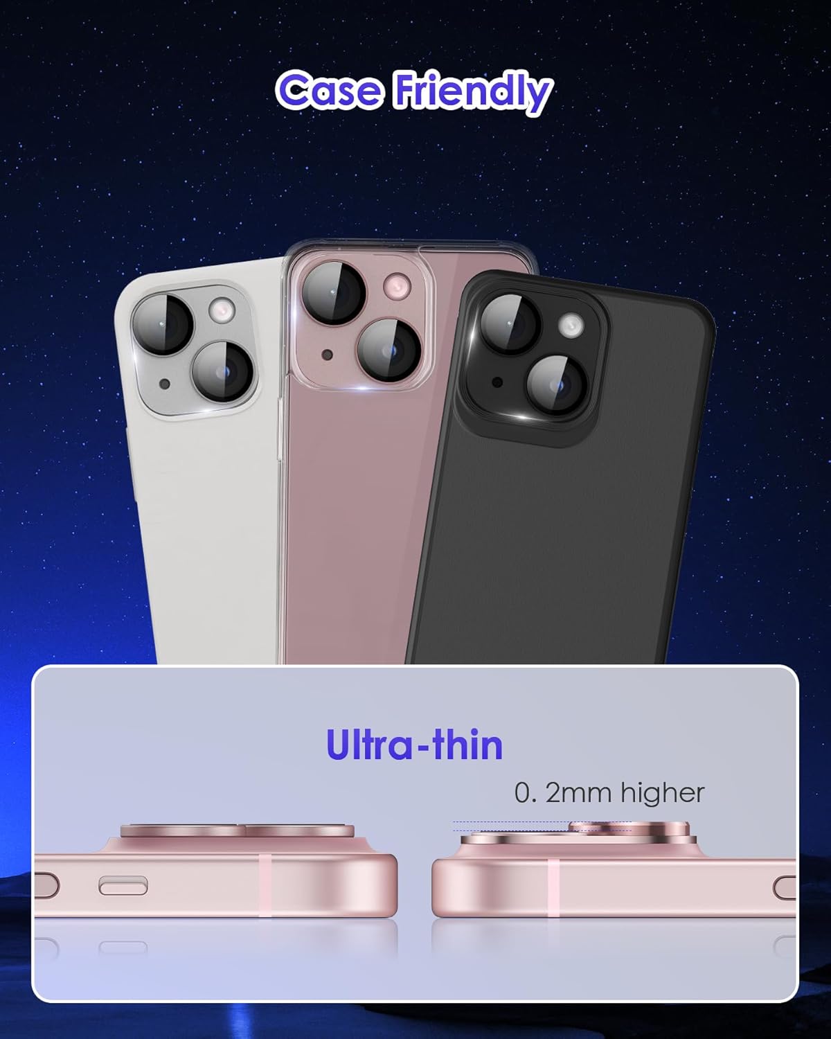 Para iPhone 15 PlusiPhone 15 Protector de lente de cámara Metal Plus Anillo de aleación de aluminio 9H Pantalla de vidrio templado Funda de cámara