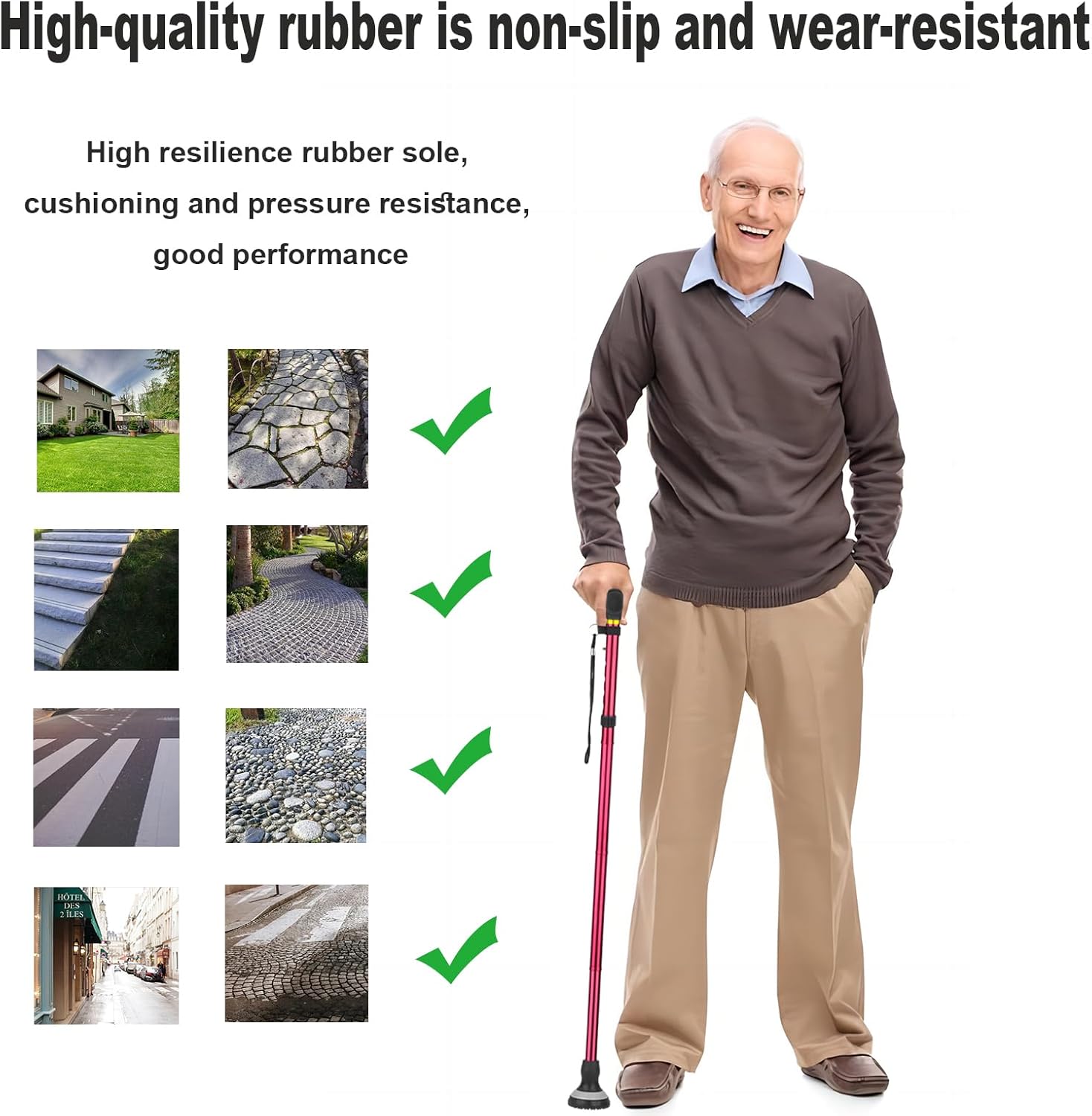 Walking Cane for Seniors Cool Canes for Women Men, Adjustable, Foldable, Collapsible Walking Canes with Storage Bag All Terrain Retractable Walking