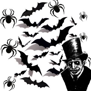 72 decoraciones de Halloween, 60 murciélagos de decoración de Halloween con 12 arañas, decoración de pared de murciélagos 3D, 4 tamaños diferentes, 72 decoraciones de Halloween, 60 murciélagos de decoración de Halloween con 12 arañas, decoración de pared de murciélagos 3D, 4 tamaños diferentes,