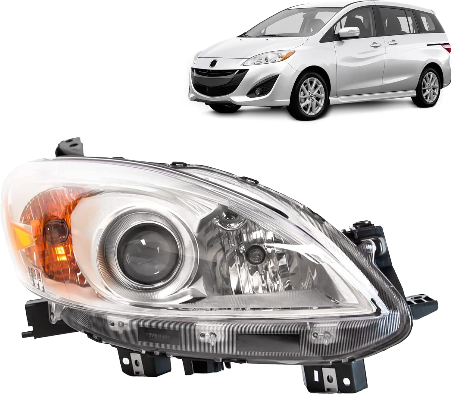 Repuesto para Mazda 5 2012-2017 halógeno con bombillas, lado derechopasajero, compatible con CG36-51-0K0E  MA2519139 DOTSAE