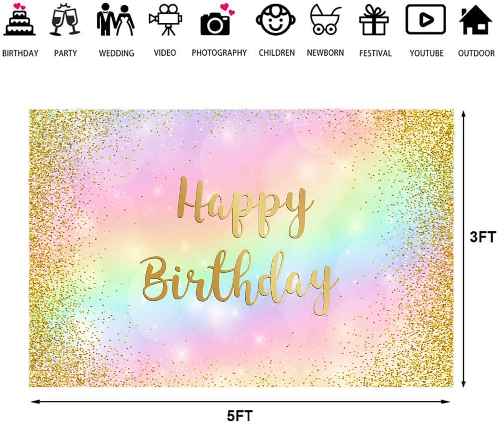 Telón de fondo dorado de 5 x 3 pies con texto en inglés Sweet 16, Sweet 16 para niñas de 1 y 2 cumpleaños con texto en inglés Sweet 16, decoración