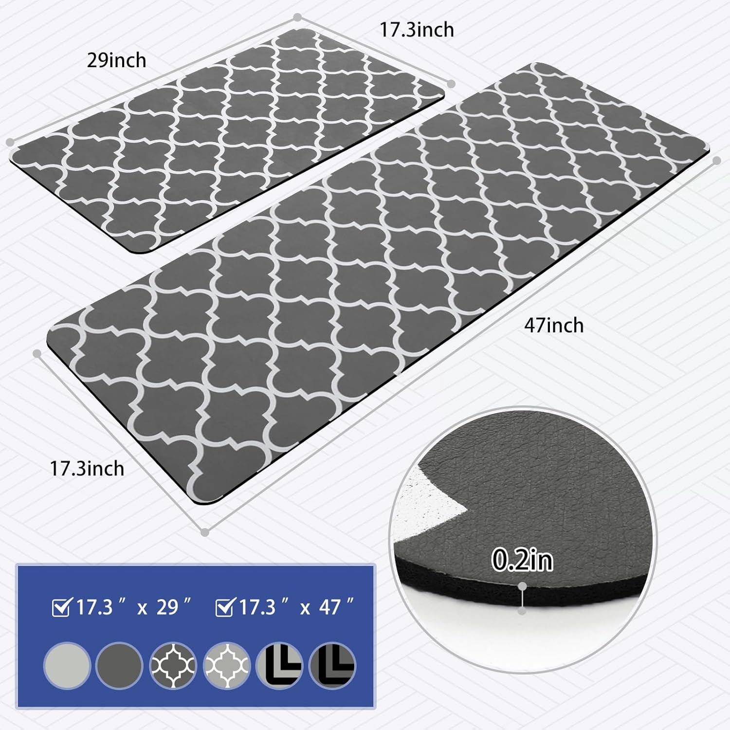Vonabem Alfombras y tapetes de cocina2 piezas Tapete de cocina antideslizante absorbente y resistente a la suciedad, tapete de piso de cocina