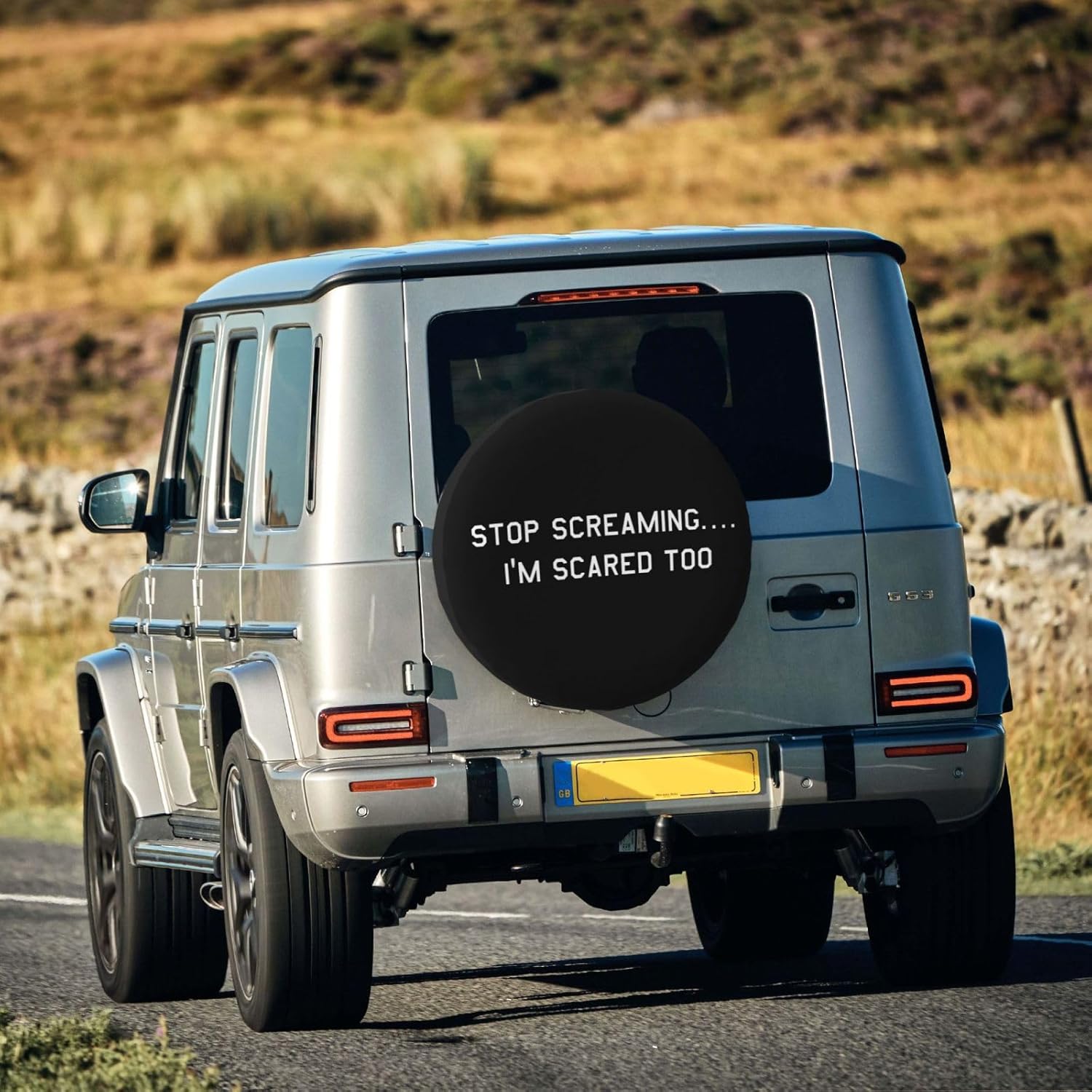 Stop Screaming I’m Scared Too – Fundas para ruedas impermeables universales para neumáticos de repuesto para remolque, SUV, RV, automóvil, camión y