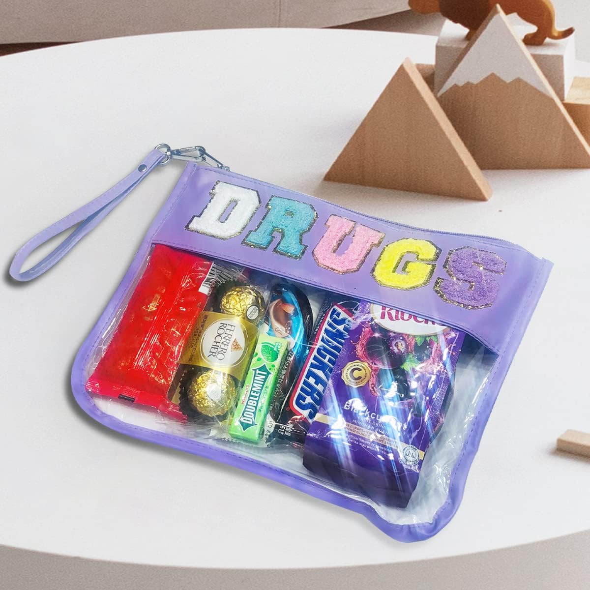 AOZHUO Bolsas de aperitivos Monogram Chenille Letter Bag Snack Bag Clear Beach Bag Bolsa de maquillaje, Multicolored429