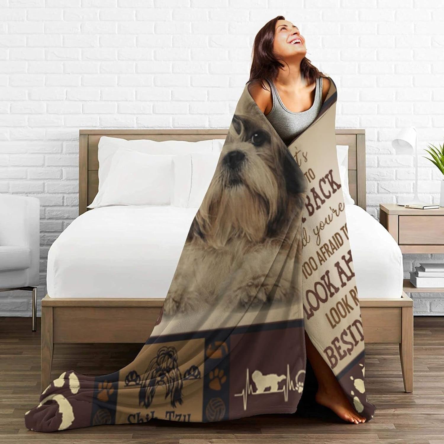Shih Tzu – Manta de animal para perro, ultra suave, ligera, antibolitas, acogedora manta de vellón para todas las estaciones, dormitorio, sala de