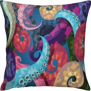 VARUN Fundas de almohada cuadradas con diseño de tentáculo de pulpo, divertido y colorido, fundas de almohada decorativas para el hogar, dormitorio, VARUN Fundas de almohada cuadradas con diseño de tentáculo de pulpo, divertido y colorido, fundas de almohada decorativas para el hogar, dormitorio,