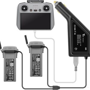 Hanatora Cargador de coche de batería 3 en 1 para DJI Air 3 Drone, accesorios de concentrador de carga rápida de 12 V Hanatora Cargador de coche de batería 3 en 1 para DJI Air 3 Drone, accesorios de concentrador de carga rápida de 12 V