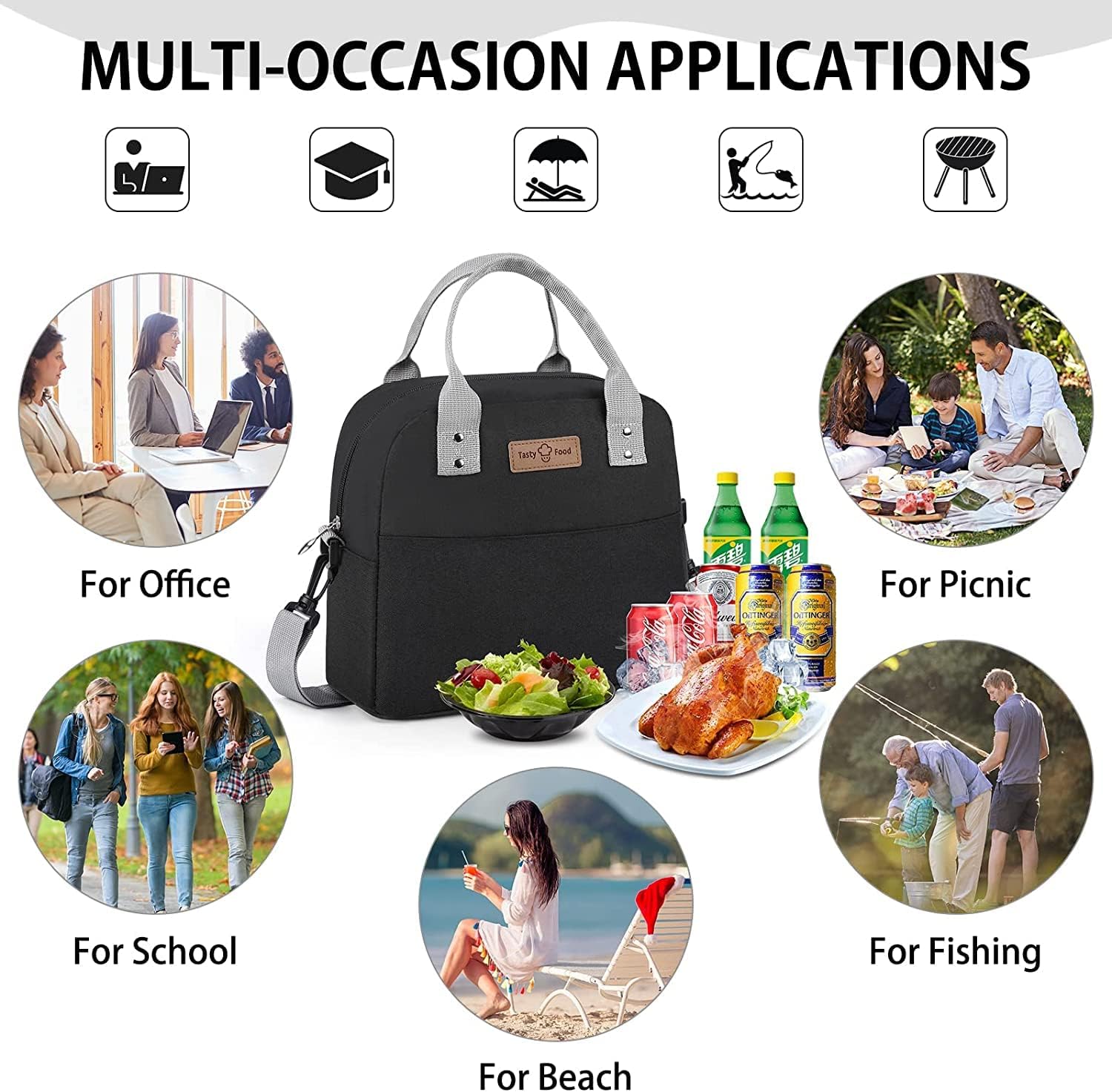 Bolsa de almuerzo multicolor portátil con película de aluminio Bolsa térmica de picnic más fresco