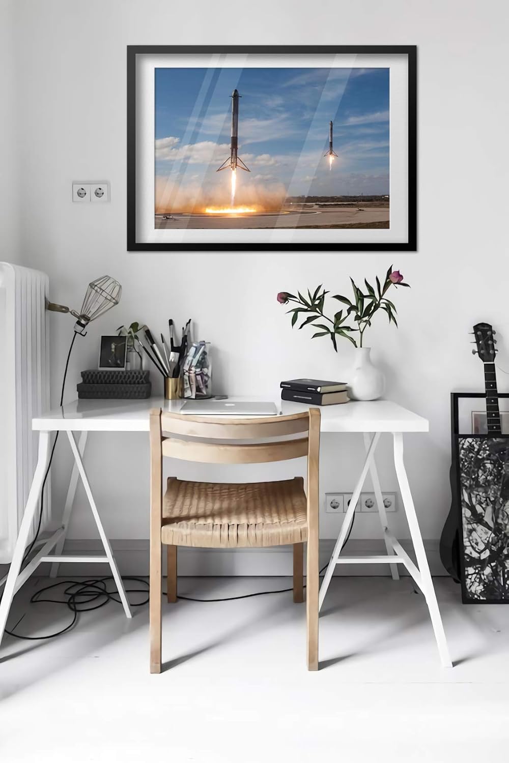 SpaceX – Póster retro para pared, diseño de cohetes y viajes espaciales, fotografía de aterrizaje de Falcon 9 (16 x 24 pulgadas)