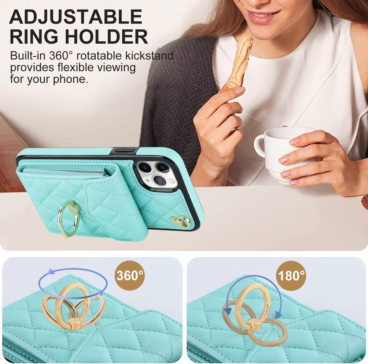 Asuwish Funda de teléfono para iPhone 11 Pro Max 6.5, funda tipo cartera con protector de pantalla de vidrio templado y correa cruzada para la