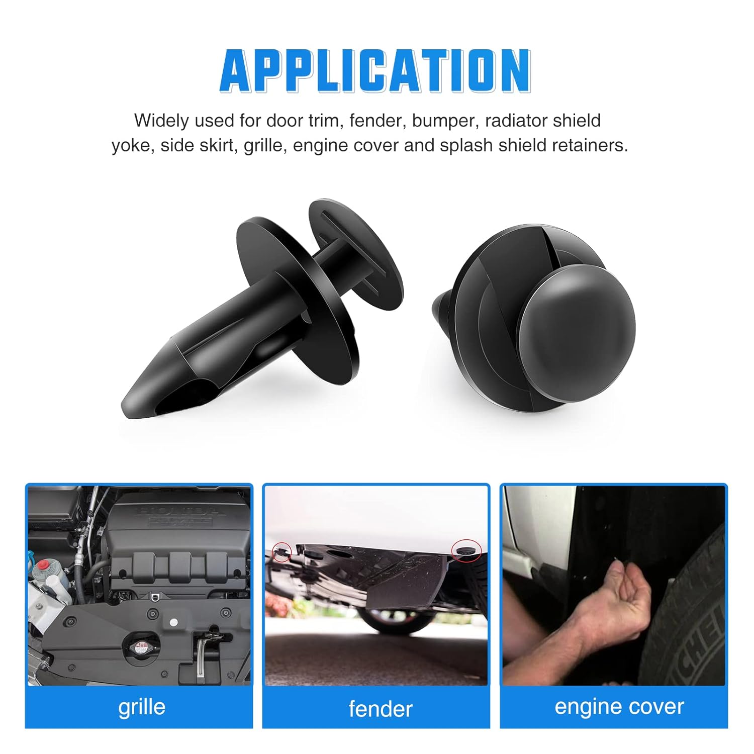 Yesker Clips para parachoques de automóvil, clips de remache de sujeción de parachoques de empuje, retenedores de plástico de nailon de 0.315 in
