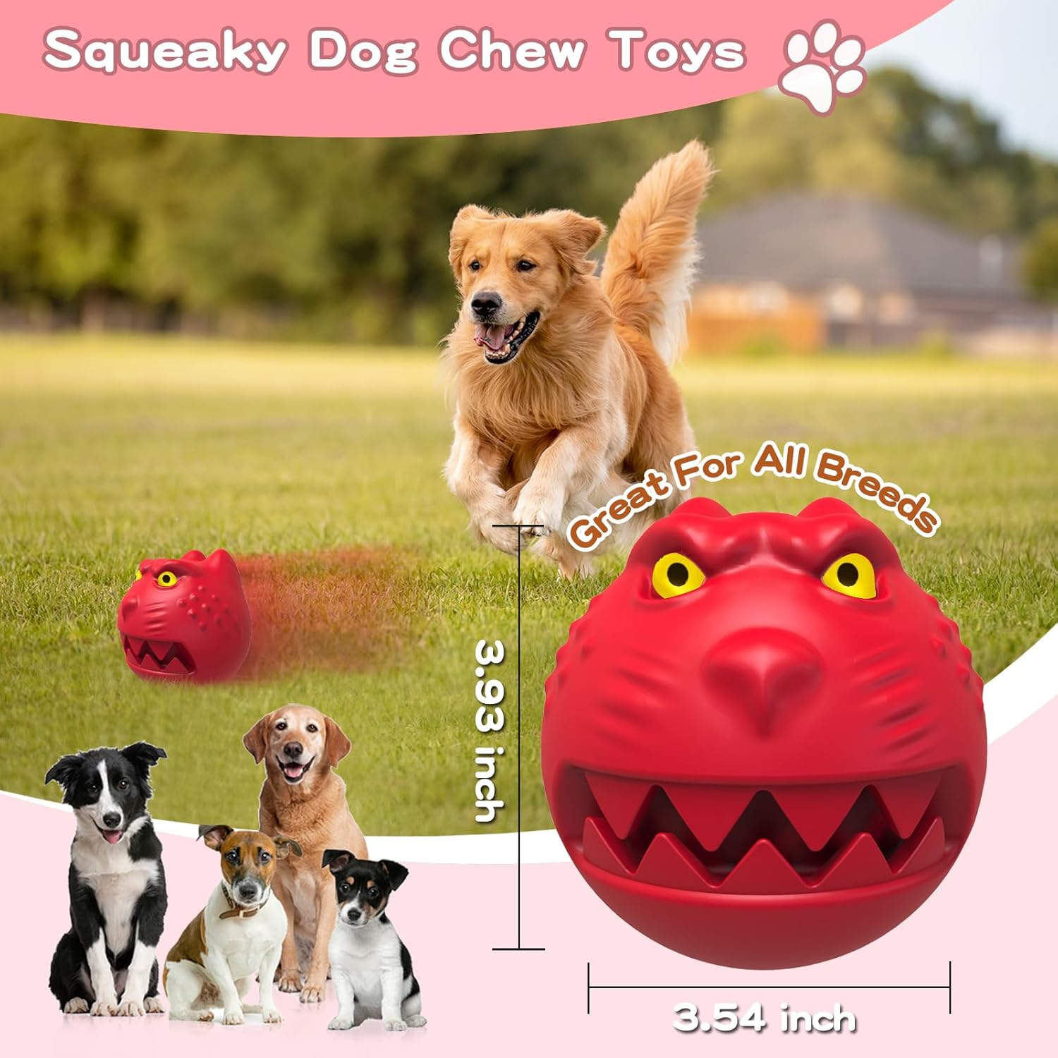 bobosogo Juguetes para perros para masticadores agresivos, juguetes chirriantes para perros para razas grandes, juguetes masticables interactivos e