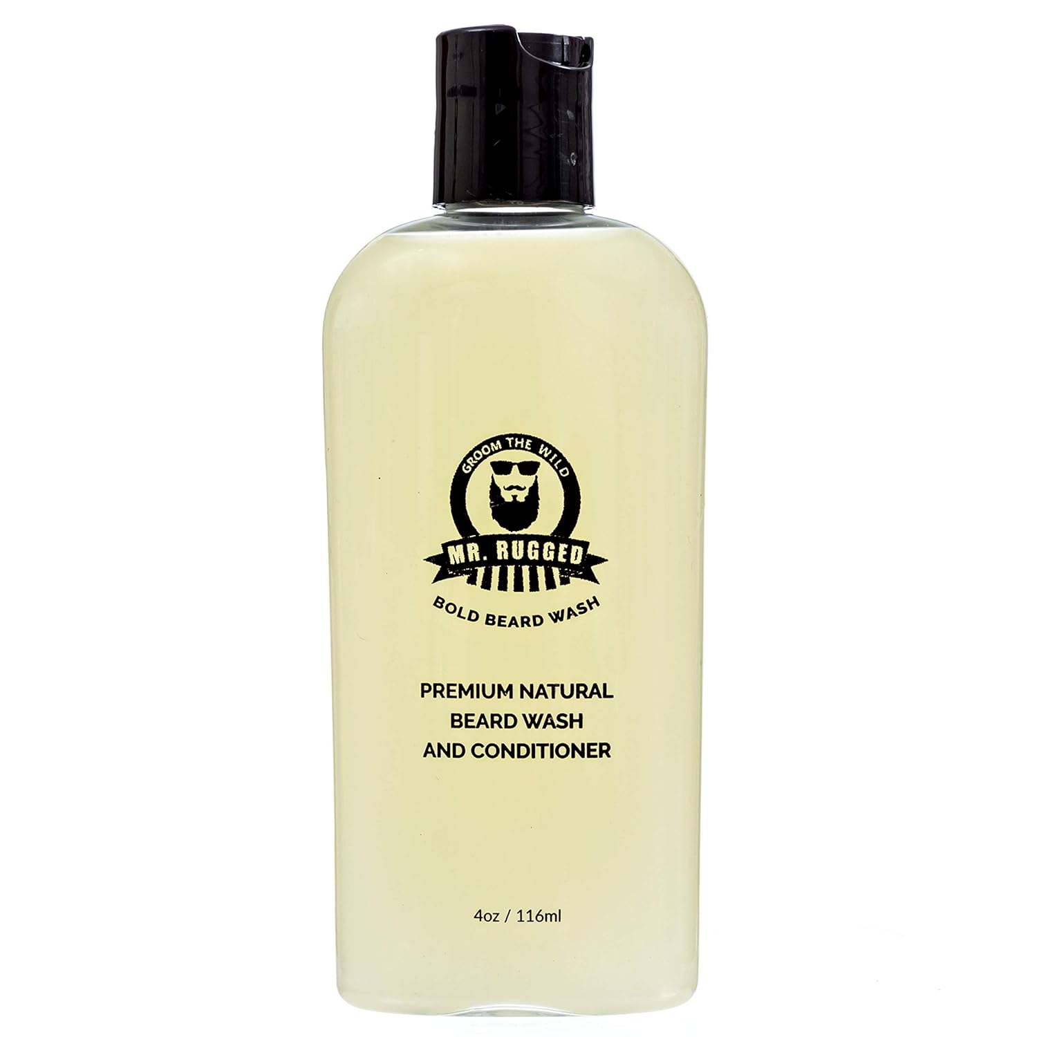 Mr Rugged Jabón y acondicionador de barba para hombres (menta 2 en 1, botella de 4 onzas) champú natural para barba suave – fortalece y mejora el