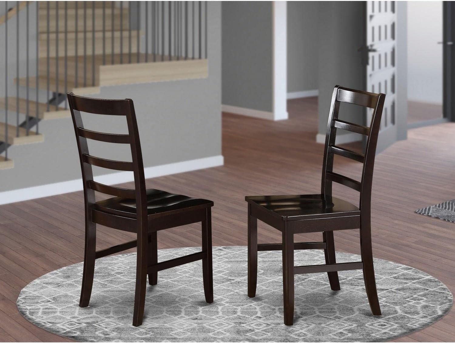 East West Furniture Parfait – Juego de 2 sillas de comedor con respaldo de escalera de madera maciza, color capuchino