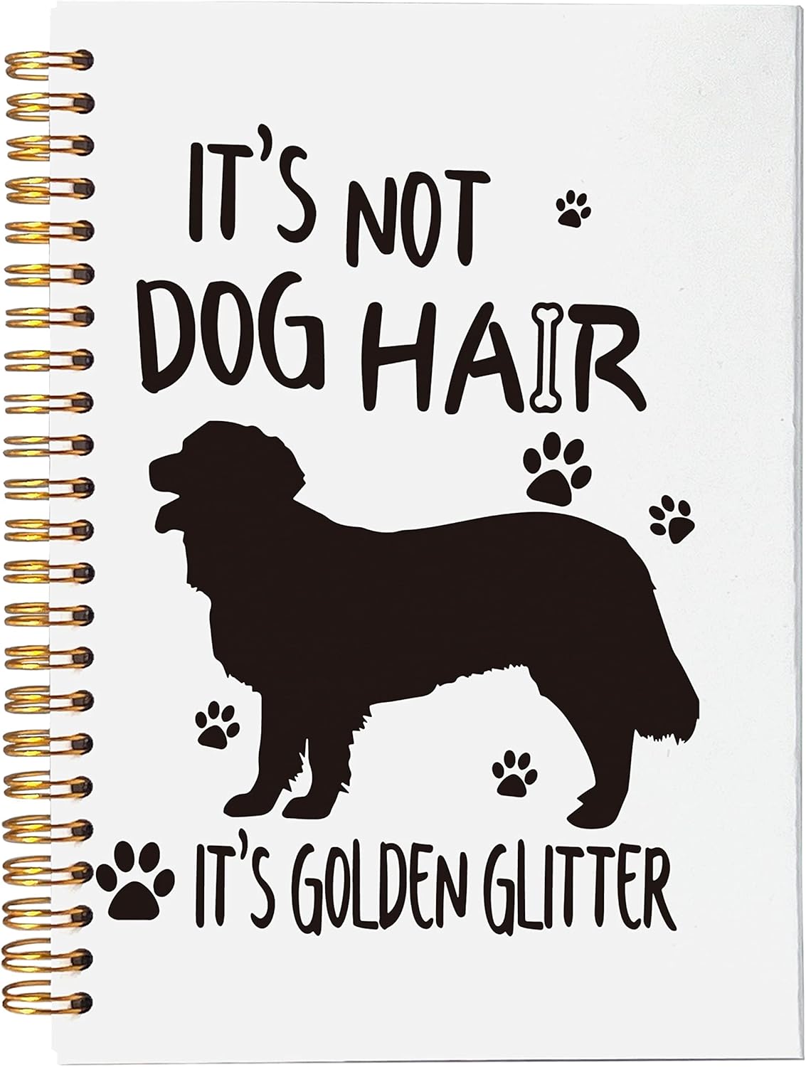 Funny Golden Retriever It’s Not Dog Hair It’s Golden Glitter – Cuaderno en espiral de 5.5 x 8.3 pulgadas, cuaderno con espiral de tapa dura forrada