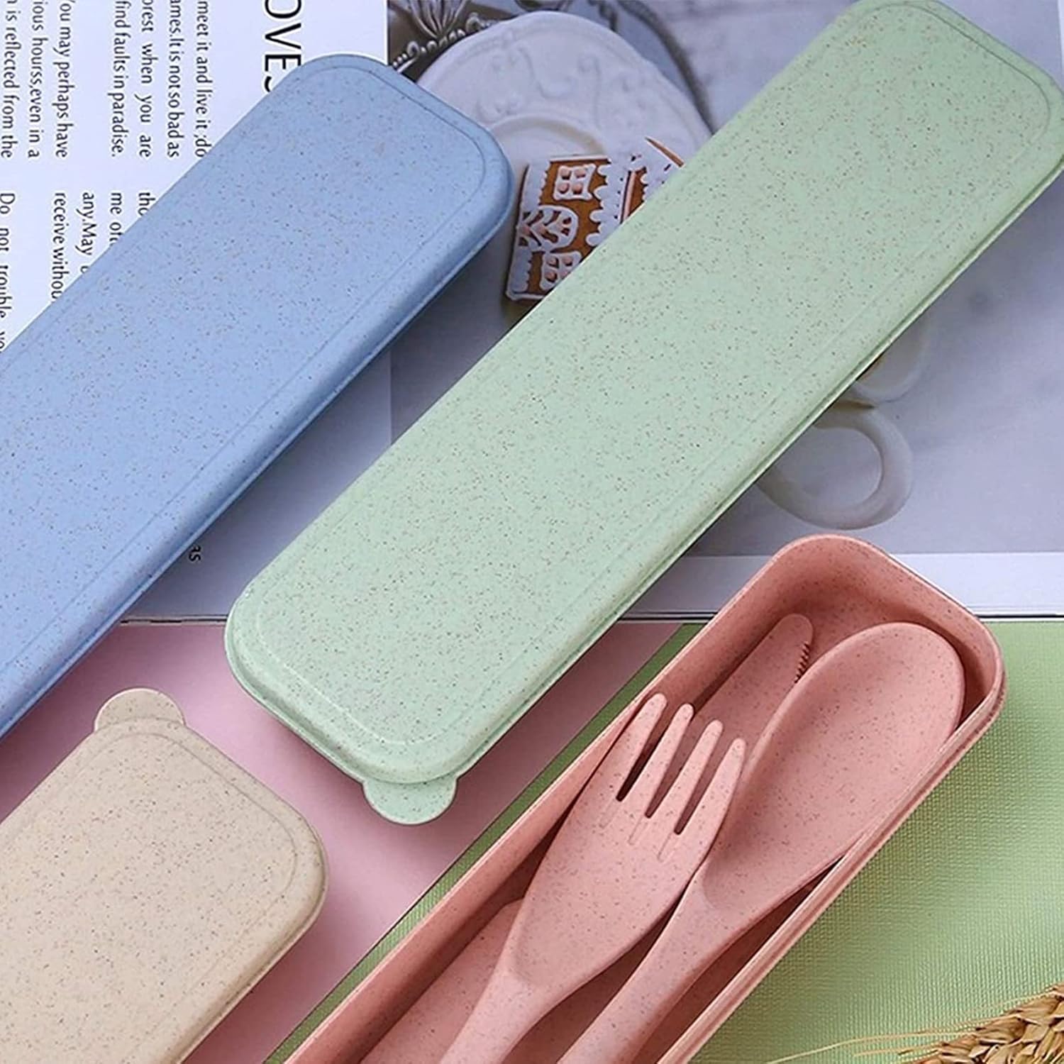 Juego de utensilios de campamento, juego de utensilios reutilizables con estuche, utensilios de viaje, juego de utensilios portátiles, funda de