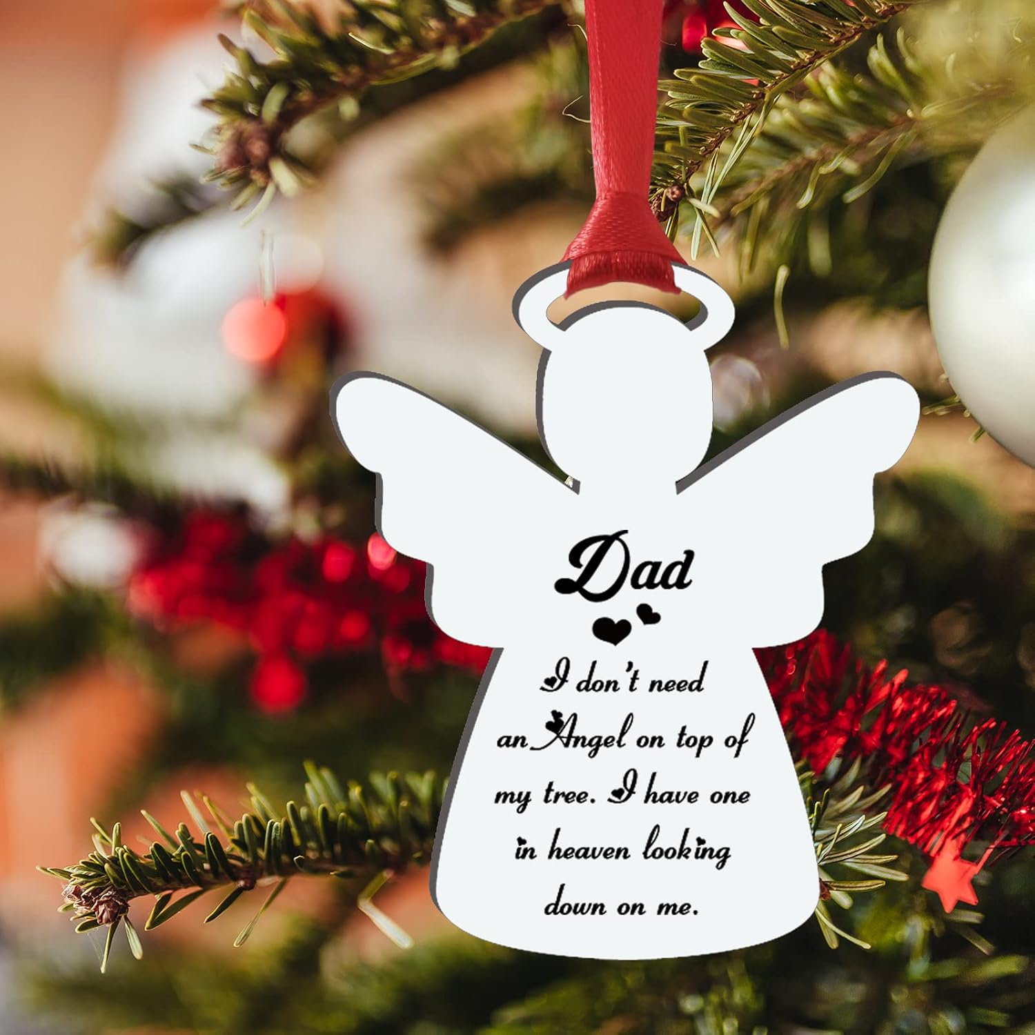 Adorno conmemorativo de ángel de Navidad, Tengo un ángel en el cielo, adorno conmemorativo para papá, adorno conmemorativo para árbol de Navidad,