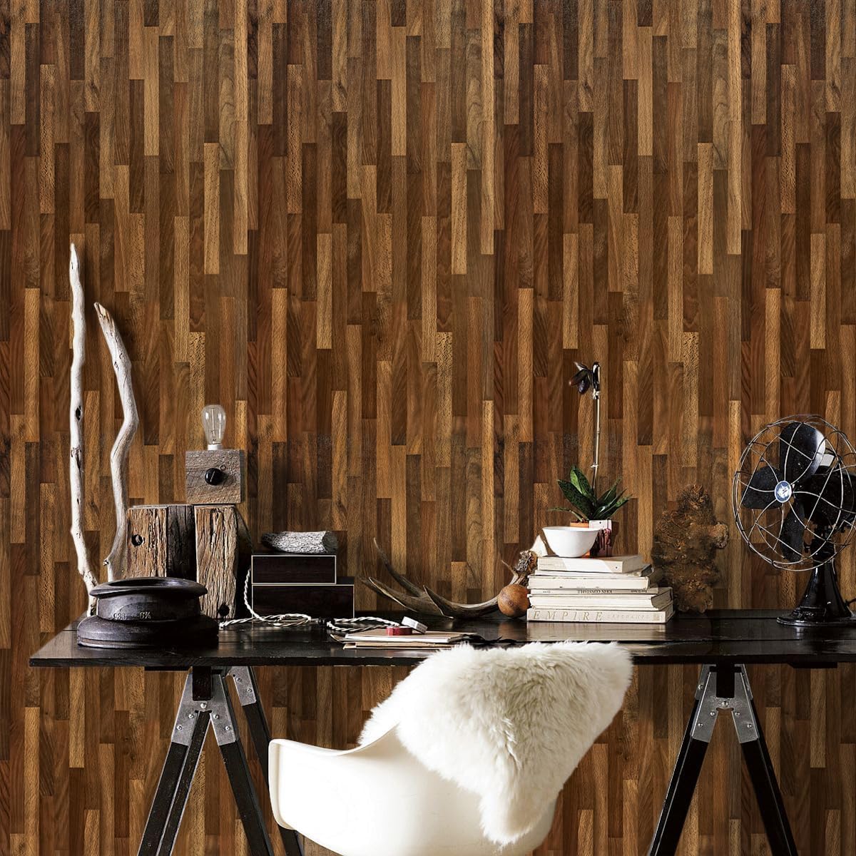 Jeweluck Papel de contacto de madera para despegar y pegar, papel tapiz de madera de 17.7 x 196.8 pulgadas, papel tapiz de madera sintética, papel