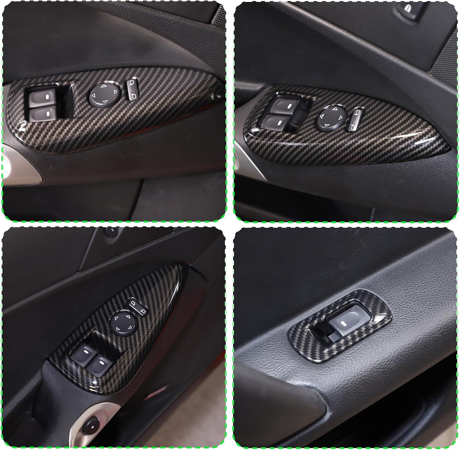 LLKUANG Cubierta de panel de botón de elevación de vidrio para ventana de automóvil, compatible con Chevrolet Corvette C6 2005-2013, accesorios