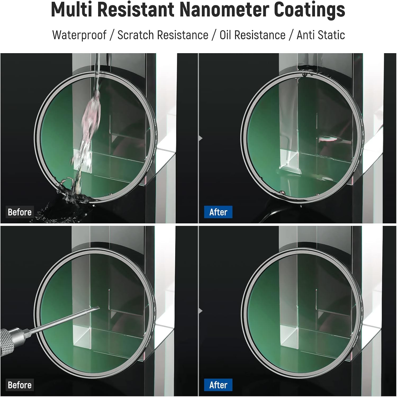 NEEWER Kit de filtro de lente UV CPL de 2.638 in, polarizador circularfiltro de lente de protección UV con vidrio óptico HD con revestimiento nano