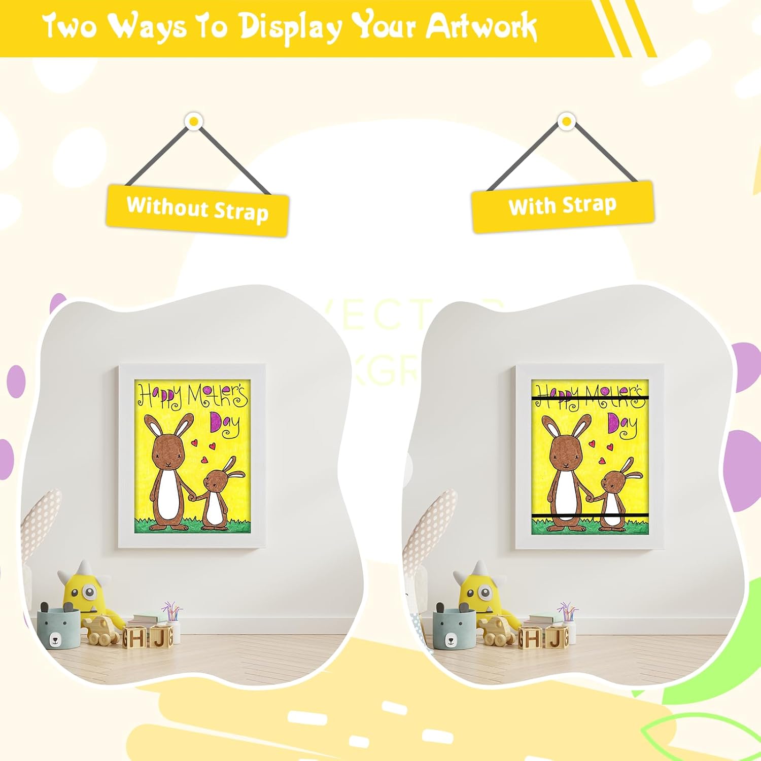 Paquete de 2 marcos de arte para niños de 8.5 x 11 pulgadas, marcos de arte para niños, intercambiables, con apertura frontal, marco de