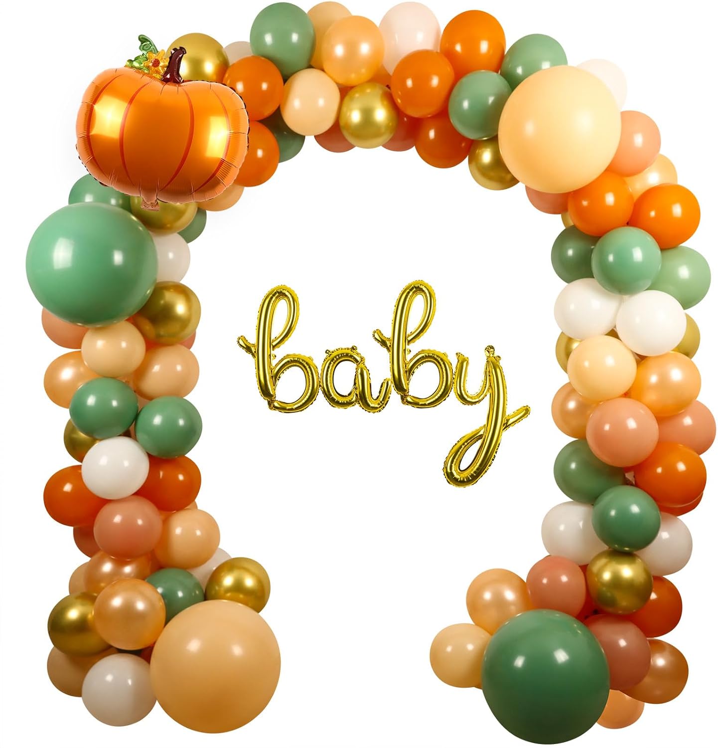 Kit de guirnalda de arco de globos de otoño, 18 pulgadas, 10 pulgadas, 5 pulgadas, retro, verde, naranja quemado, dorado, decoraciones de otoño para