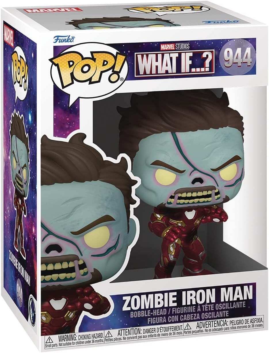 Funko Marvel What If – Zombie Iron Man Tony Stark Pop! Figura de vinilo (incluye funda protectora compatible con caja Pop Box)