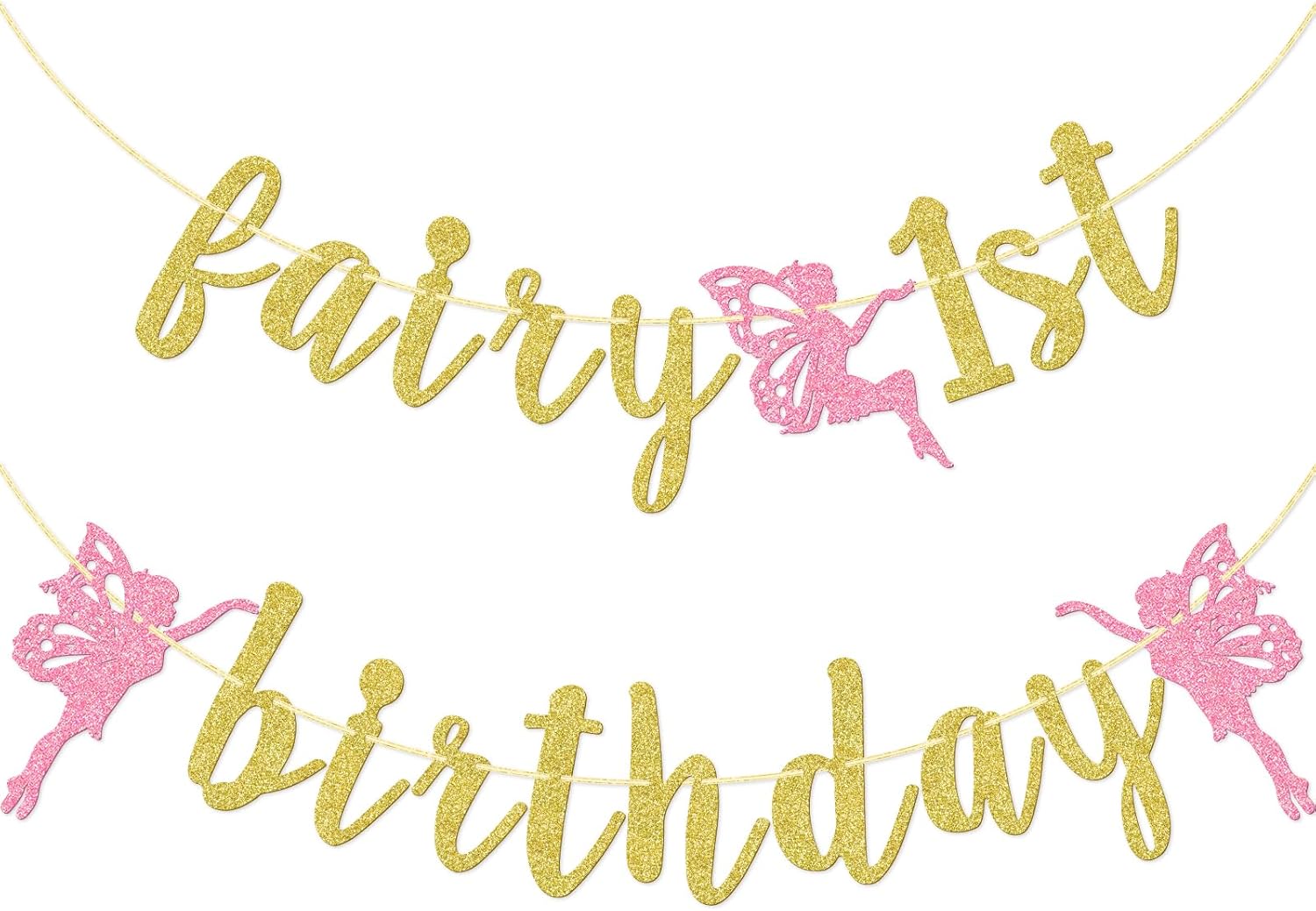 Cartel de primer cumpleaños de hada, decoración de fiesta de primer cumpleaños de hada, pancarta de primer cumpleaños para niña, decoraciones de