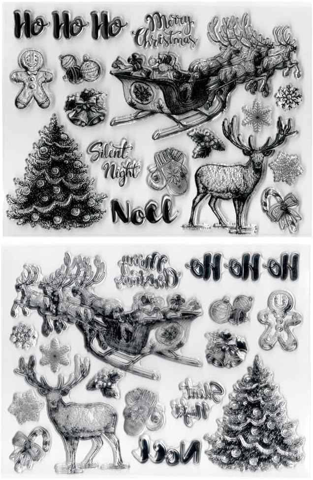 Sellos de Navidad para hacer tarjetas, sellos transparentes, sello de feliz Navidad, para hacer tarjetas de Navidad, sellos de goma, sello de árbol