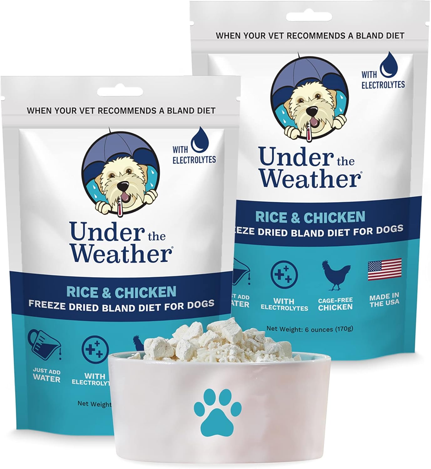 Under the Weather Dieta suave fácil de digerir para perros enfermos  Contiene electrolitos  Sin gluten, todo natural, carne liofilizada 100% de