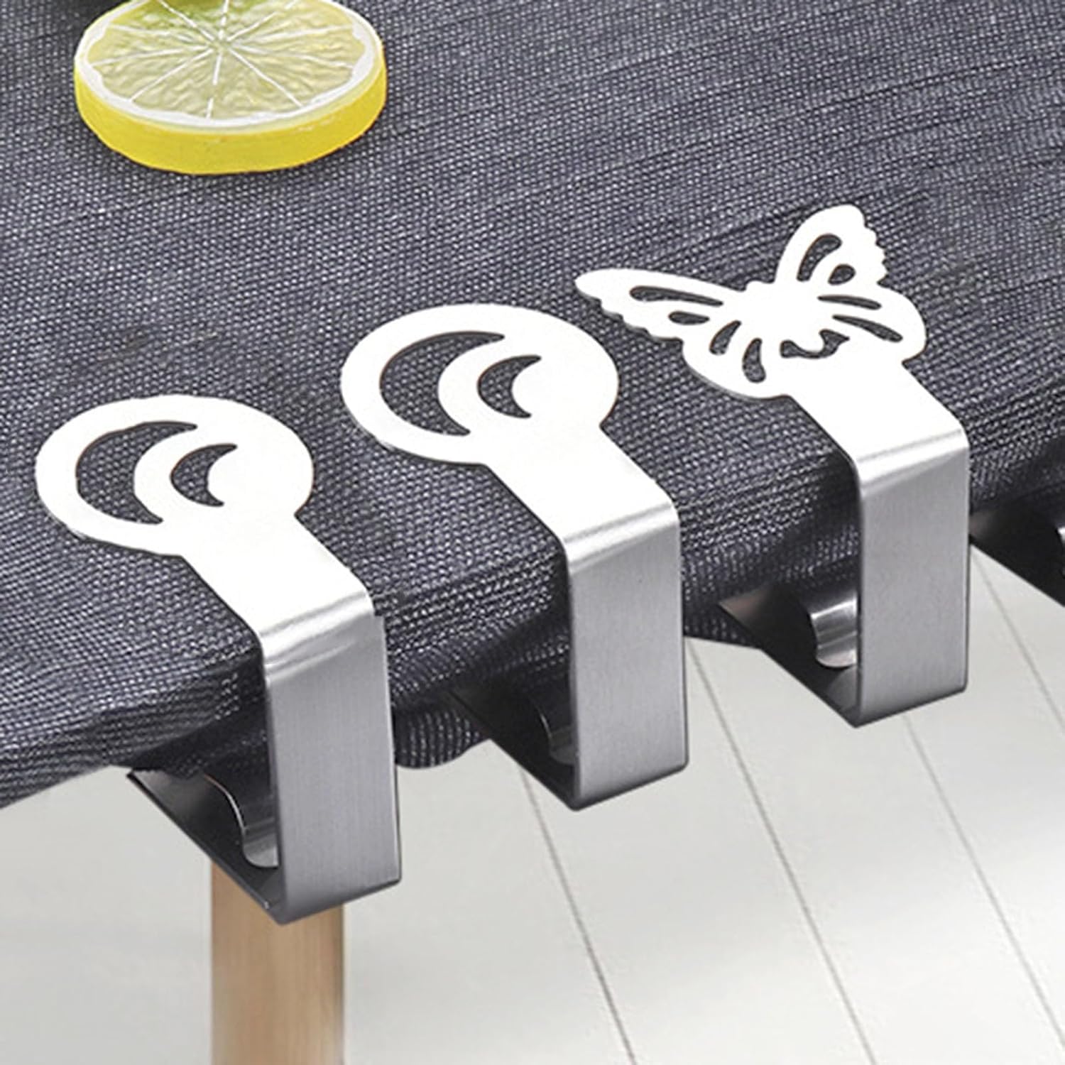 Clip de mantel grueso de acero inoxidable fuerte para mesa de comedor al aire libre, mesas de pícnic, clips huecos de hojas de flores, mariposas,