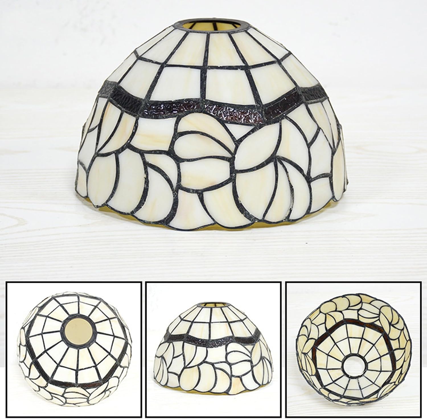 Pantalla de repuesto estilo Tiffany de 8 pulgadas, pantalla de cristal de colores pastorales florales solo para lámparas de mesa, lámparas