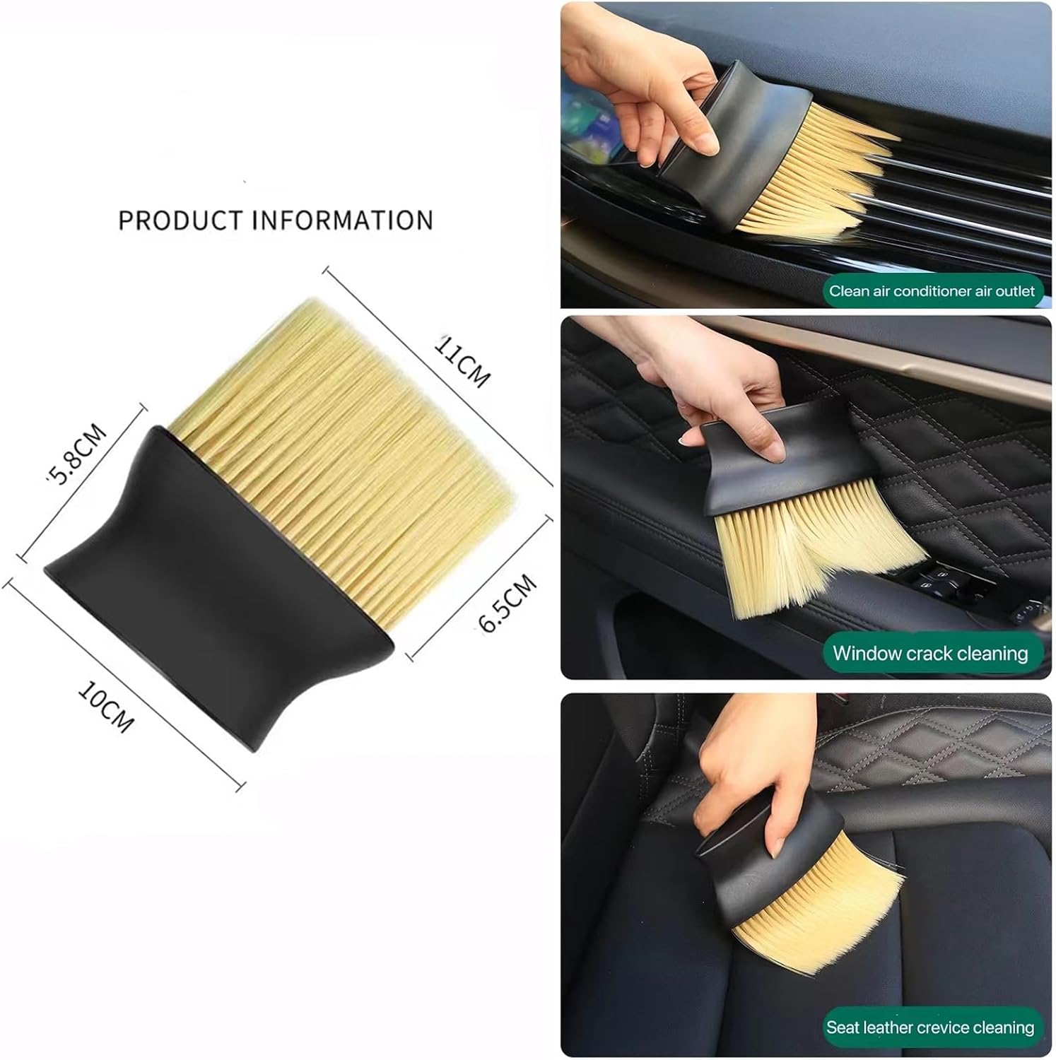 Juego de 10 cepillos para detalles de automóvil, kit de limpieza interior de automóvil, incluye 5 cepillos para detalles de automóvil, 3 cepillos de