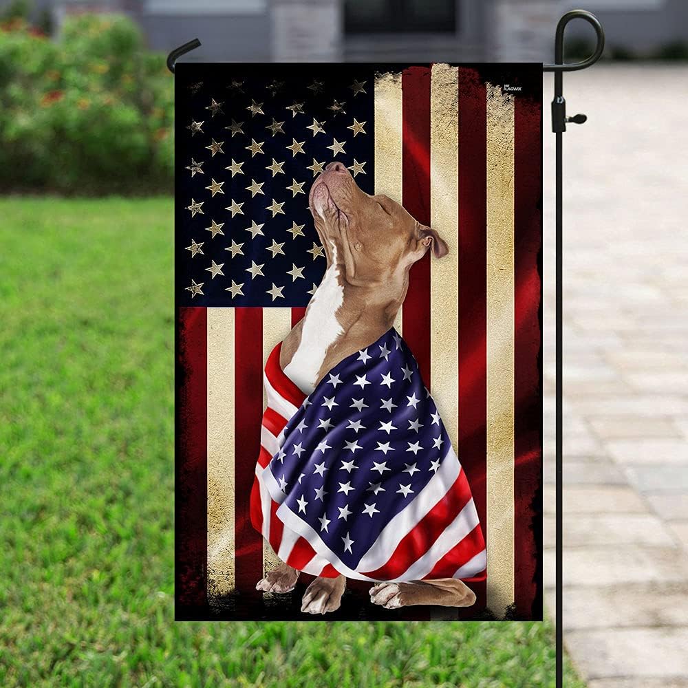 FLAGWIX Bandera estadounidense de Pitbull American Patriot (29.5 x 39.5 pulgadas), banderas de Estados Unidos de poliéster de alta calidad,