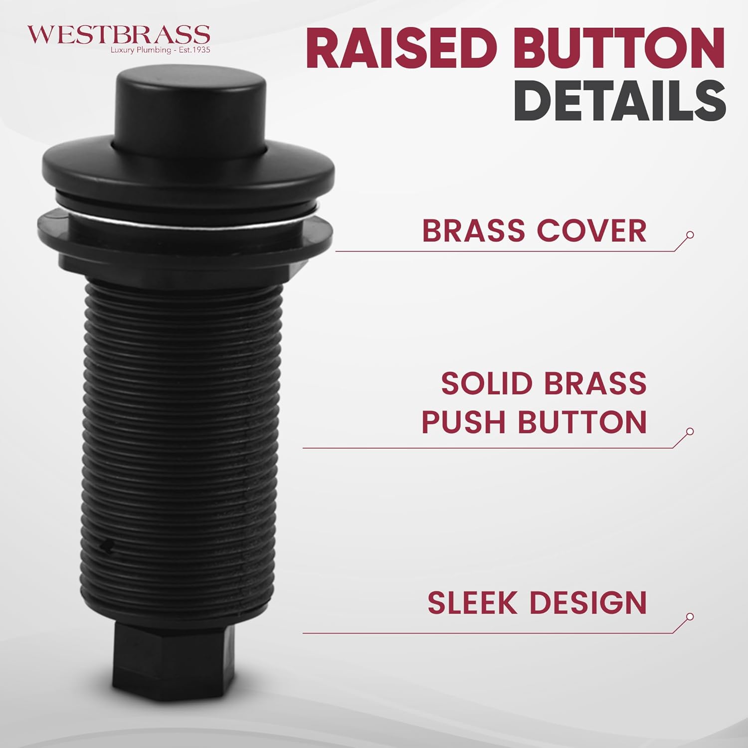 Westbrass ASB-RB3-05 – Interruptor de aire de eliminación de botón elevado de repuesto, níquel pulido