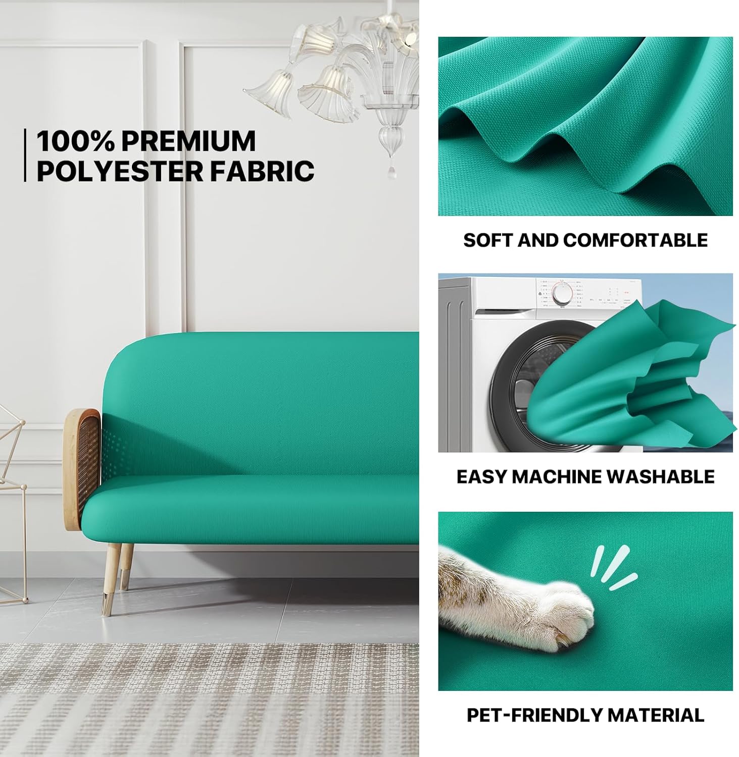 MoNiBloom Funda para futón de tamaño Queen, elástica, sin brazos, funda para sofá sin brazos, protector de muebles, duradera y lavable, con